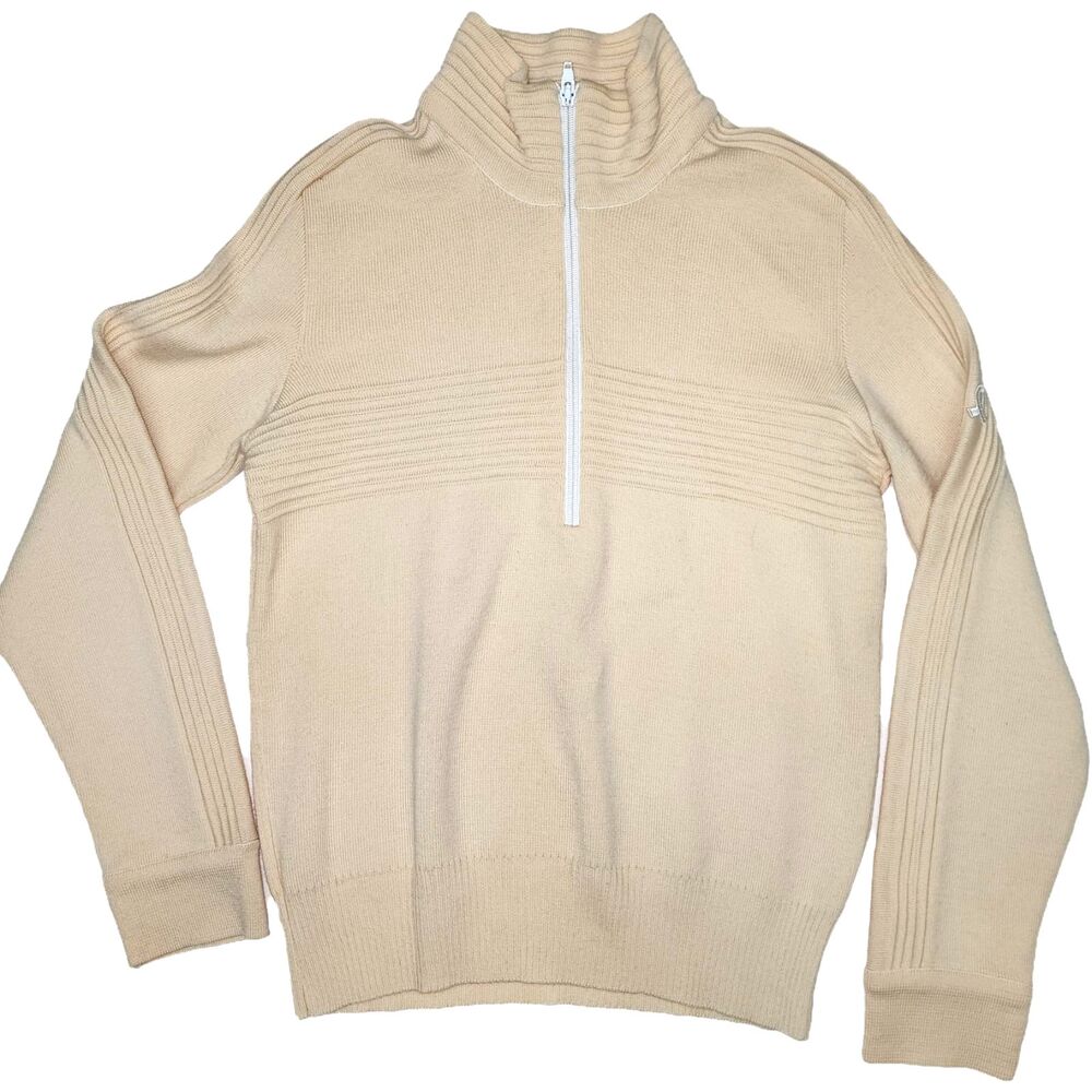 Vintage Demetre Beige 100% Virgin Wool 1/2 Zip Sweater Size M